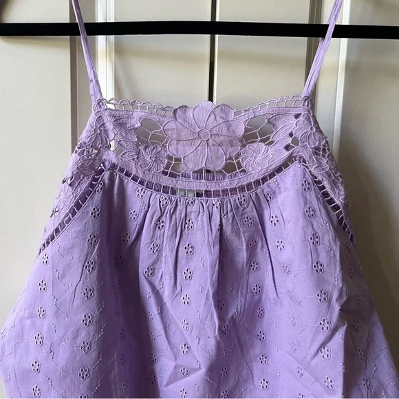 NWT Sundance Calabria Camisole Embroidered Lace Top lilac adjustable straps sz L - Picture 4 of 9